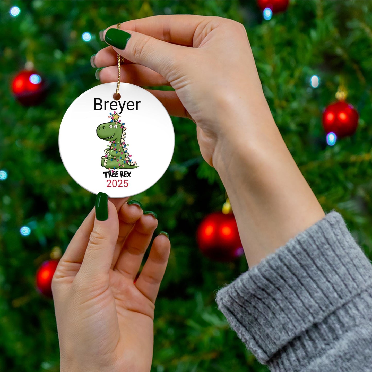 Personalized Dinosaur T-Rex Christmas Ornament