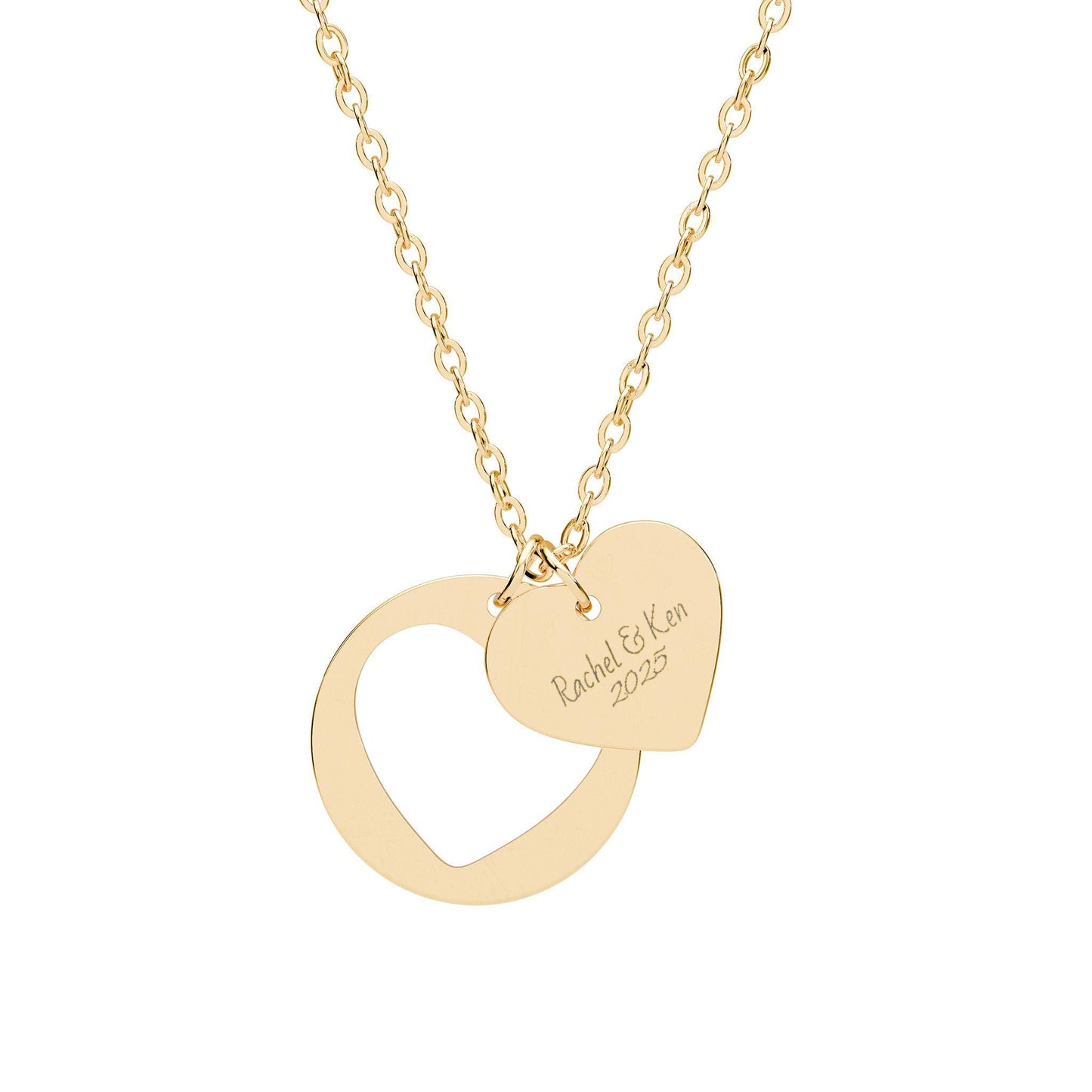 Engraved Heart Pendant Necklace | Stainless Steel Cutout Charm