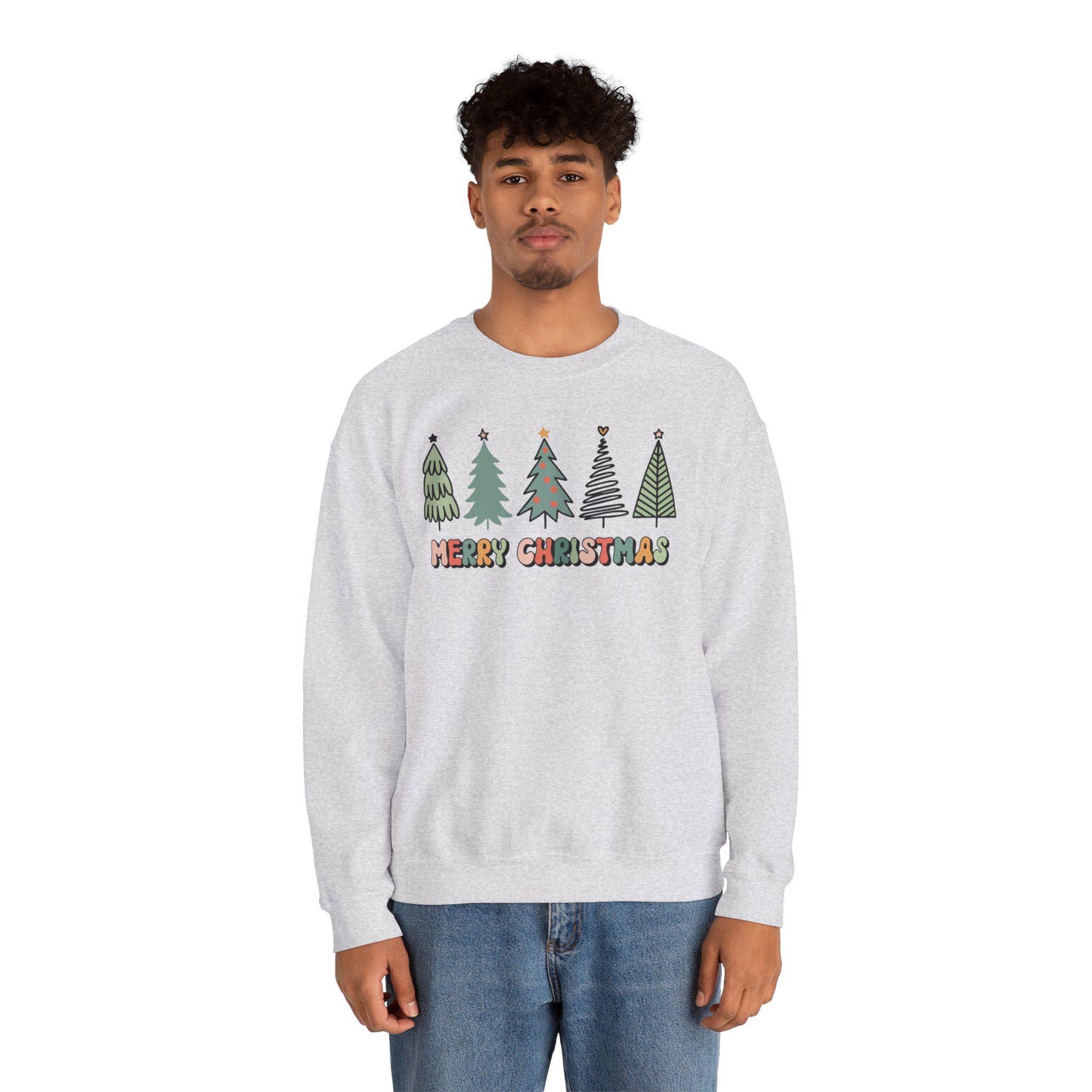Retro Christmas Tree Sweatshirt, Farmhouse Holiday Crewneck