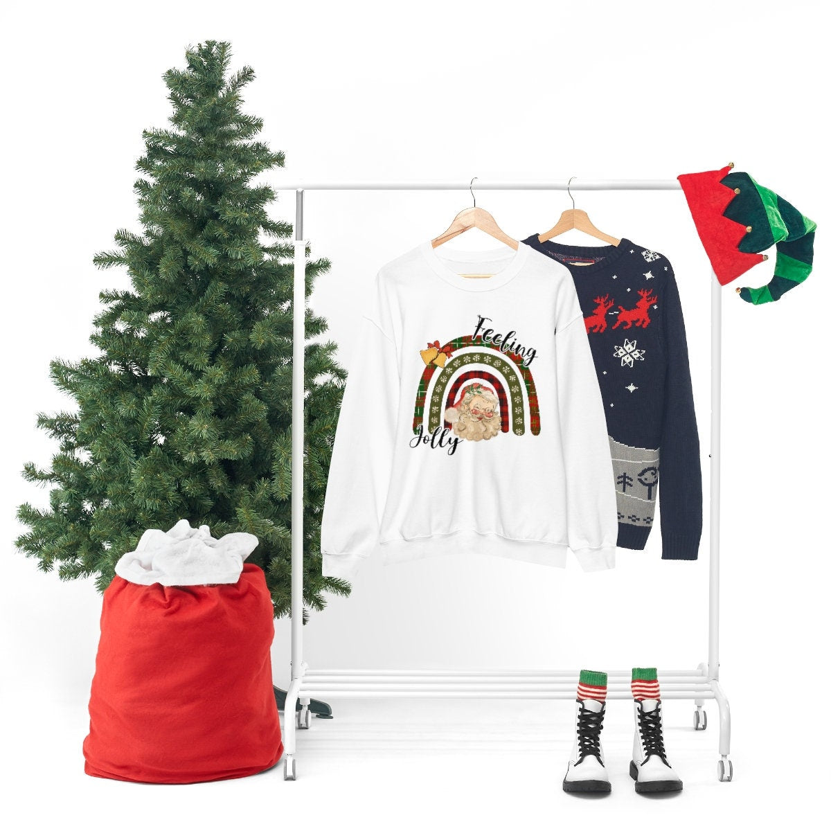 Retro, Santa, Feeling Jolly, Festive Unisex Heavy Blend Crewneck Sweatshirt