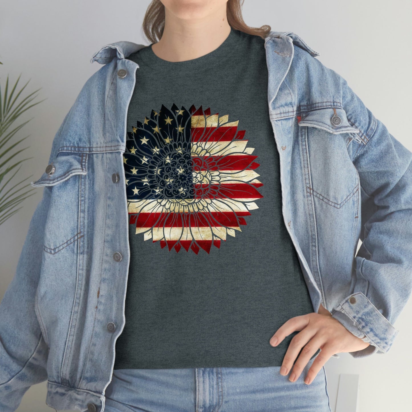 America Sunflower Shirt, USA Flag Flower T Shirt, Gift For American, 4th Of July Flag Graphic T-Shirt, Freedom TShirt, Independence Shirt