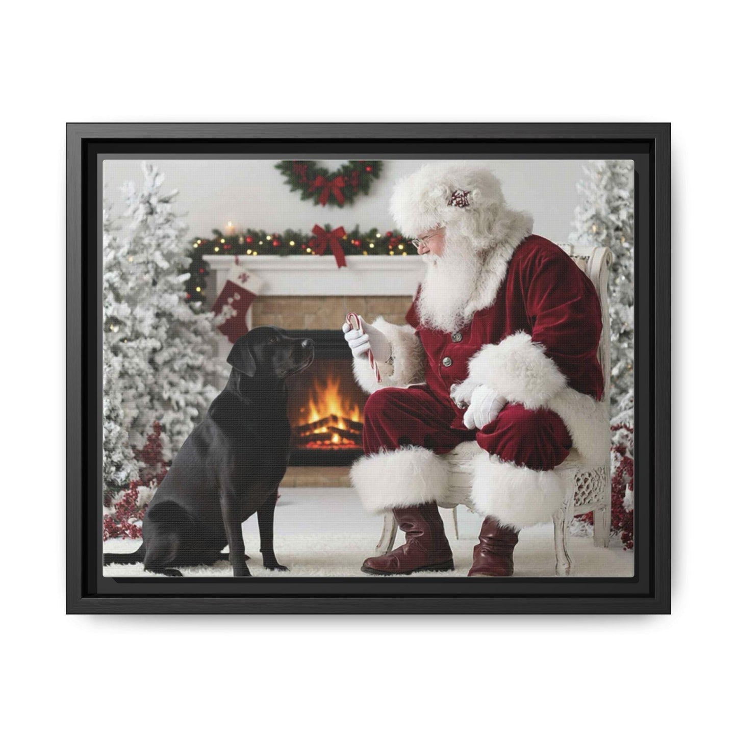 Santa with your dog breed, Matte Canvas, Framed | Christmas Holiday Wall Art