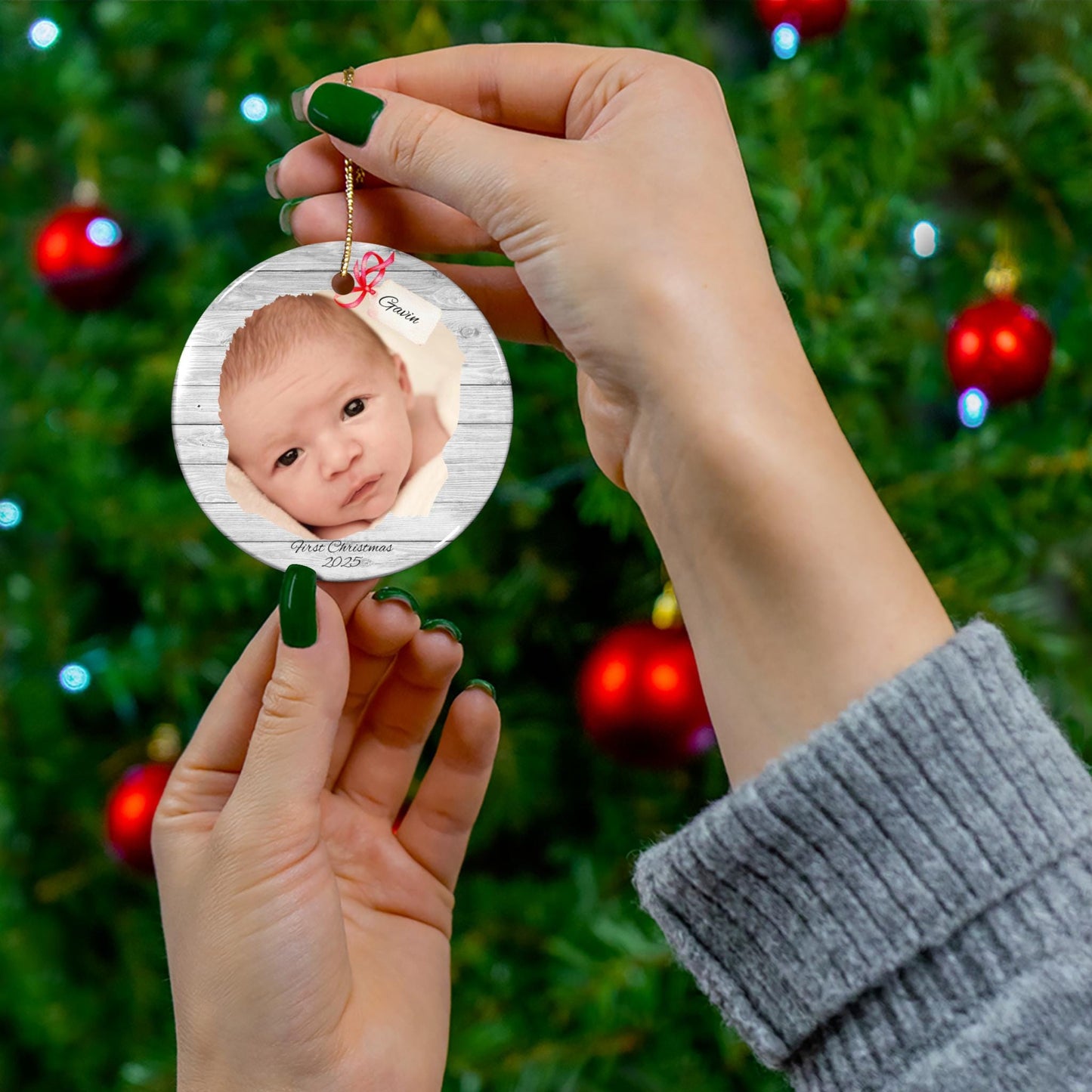 Babies First Ornament, My First Christmas Ornament, Personalized Ornament, Custom Ornament, Photo Ornament, Keepsake Ceramic Ornament