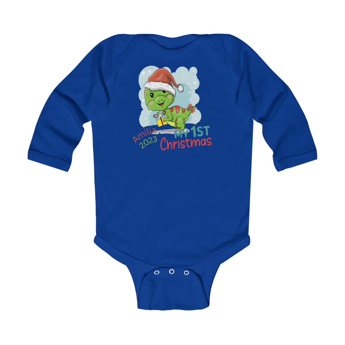My First Christmas Dino Baby Infant Long Sleeve Bodysuit