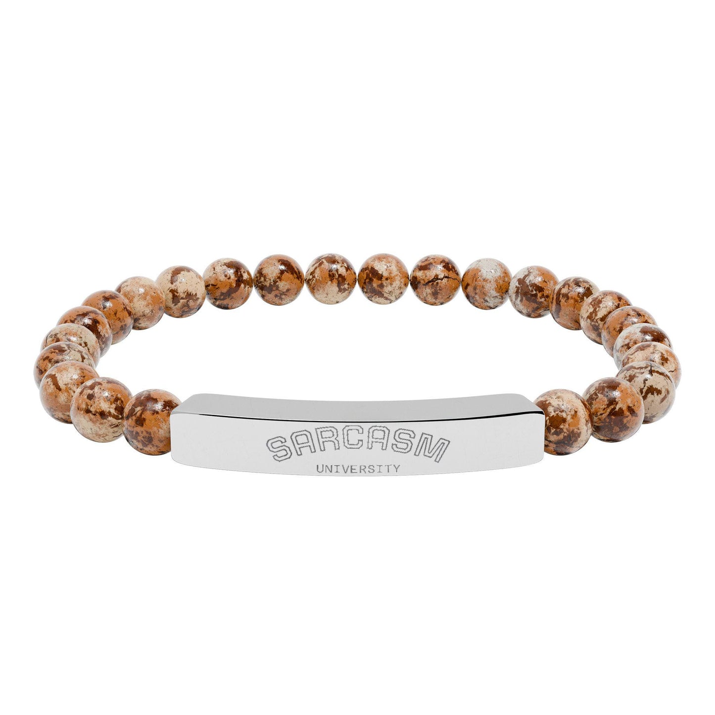 Personalized, Engravable Natural Stone Bar Bracelet | Stretch Beaded Bracelet