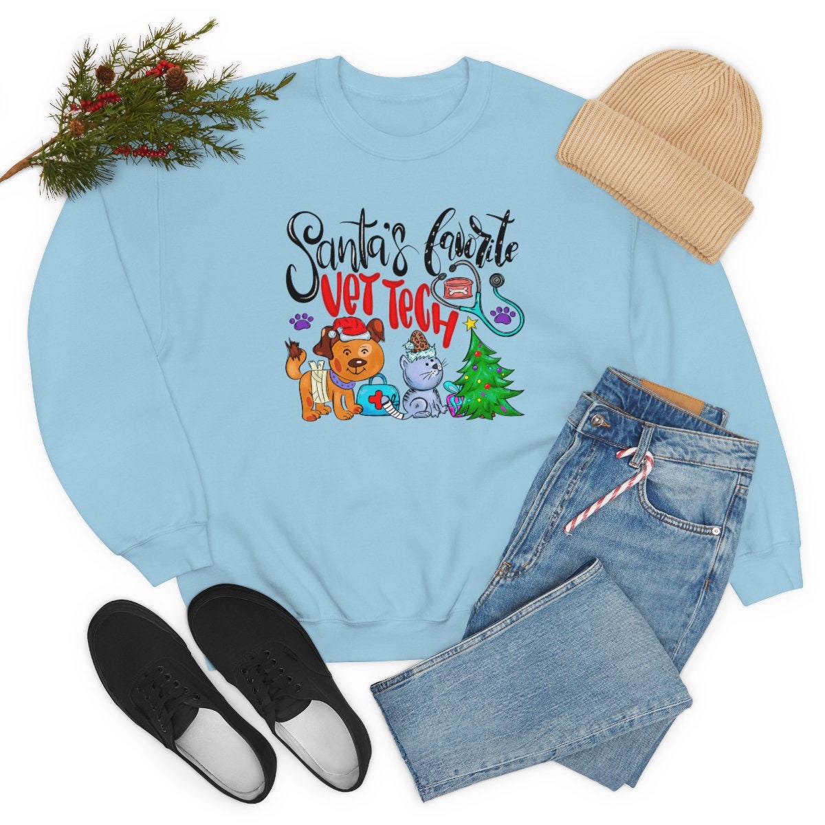 Santa's favorite Vet Tech Unisex Heavy Blend Crewneck Sweatshirt