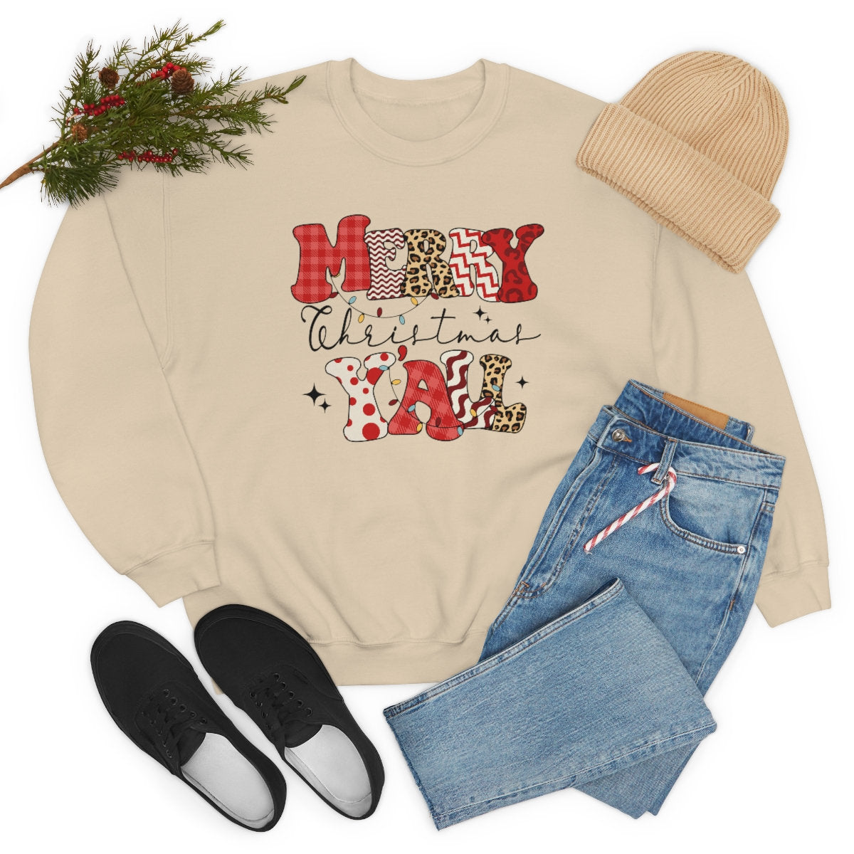 Merry Christmas Y’all Unisex Heavy Blend Crewneck Sweatshirt