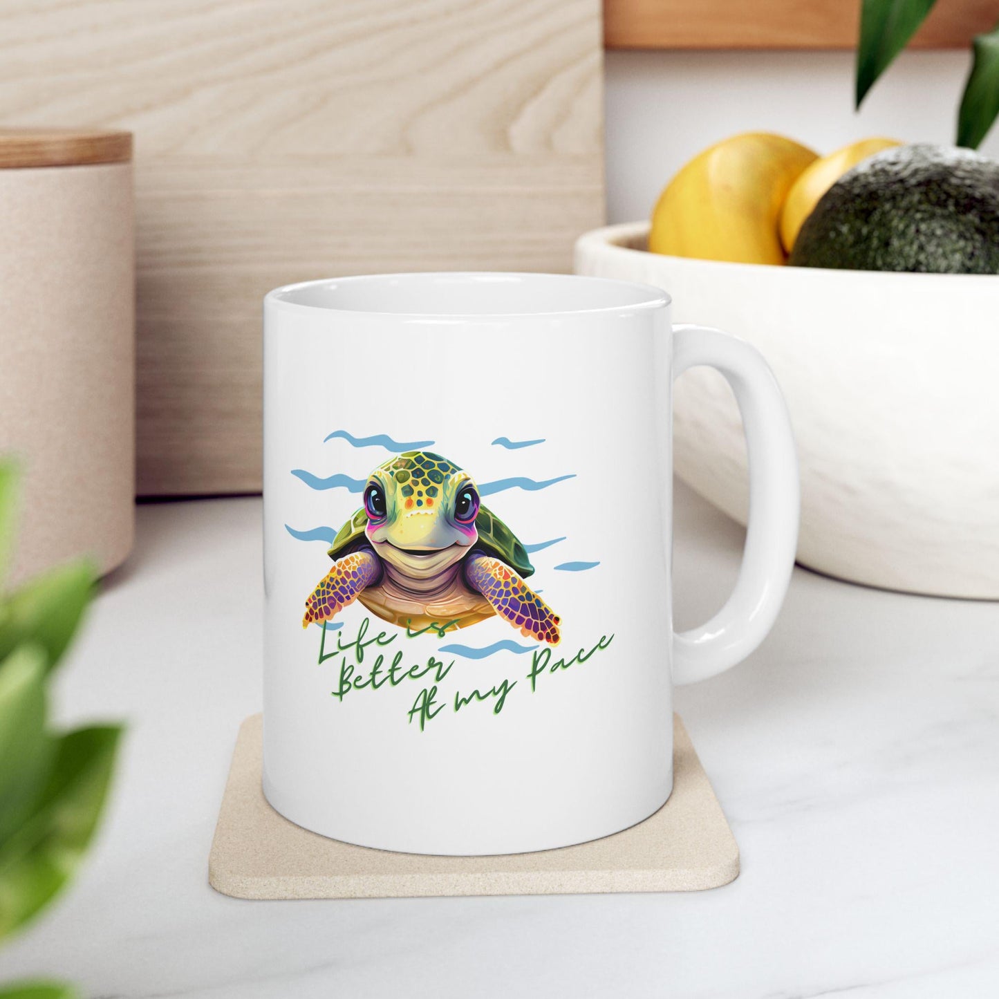 Sea Turtle Ceramic Mug, Under the Sea Design (11oz)
