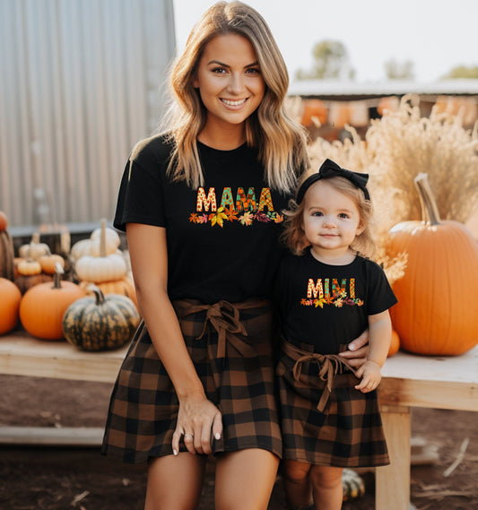 Mommy and Me Thanksgiving, Mother Daughter Fall Shirts, Fall Pumpkins and Flowers Shirt, Fall Tshirt bodysuit baby kids unisex shirt
