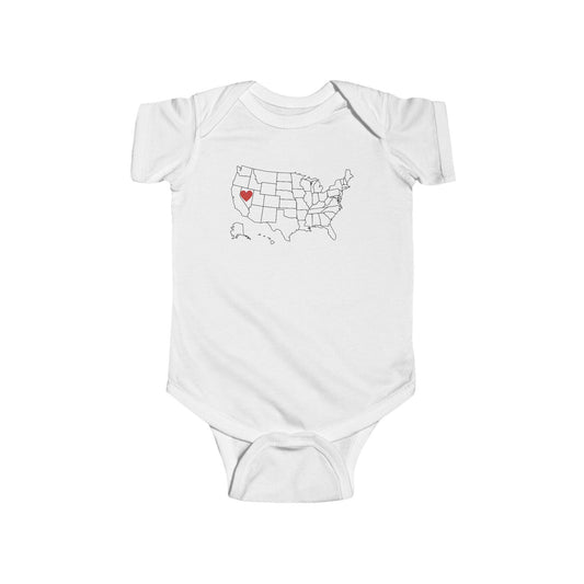 Home State Pride Map Baby One Piece Infant Fine Jersey Bodysuit Infant Fine Jersey Bodysuit