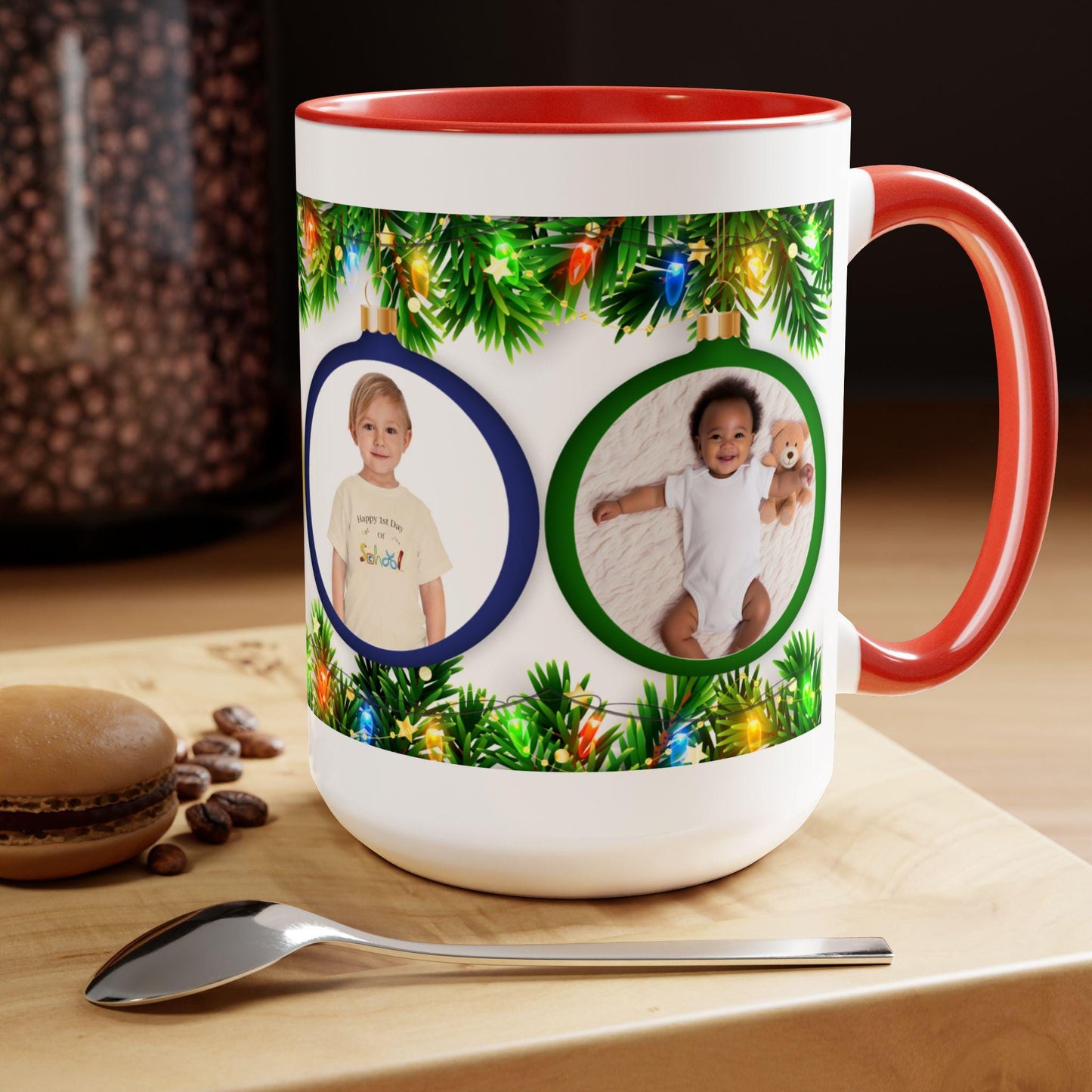 Personalized Photo Coffee Mug, Custom Two-Tone Ceramic Mug, 15oz