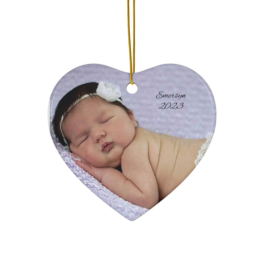 Personalized Ornament, Custom Ornament, Photo Ornament, Gift for new mom, gift for grandparent, Ceramic Ornament, 2 Shapes