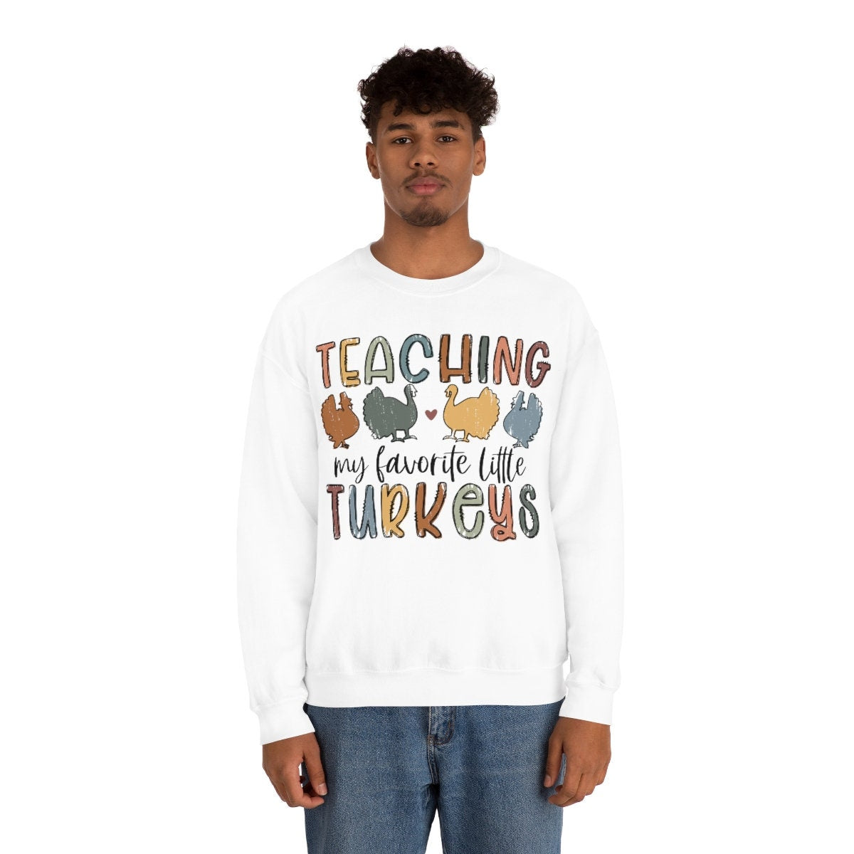 Teacher, Thanksgiving Unisex Heavy Blend Crewneck Sweatshirt