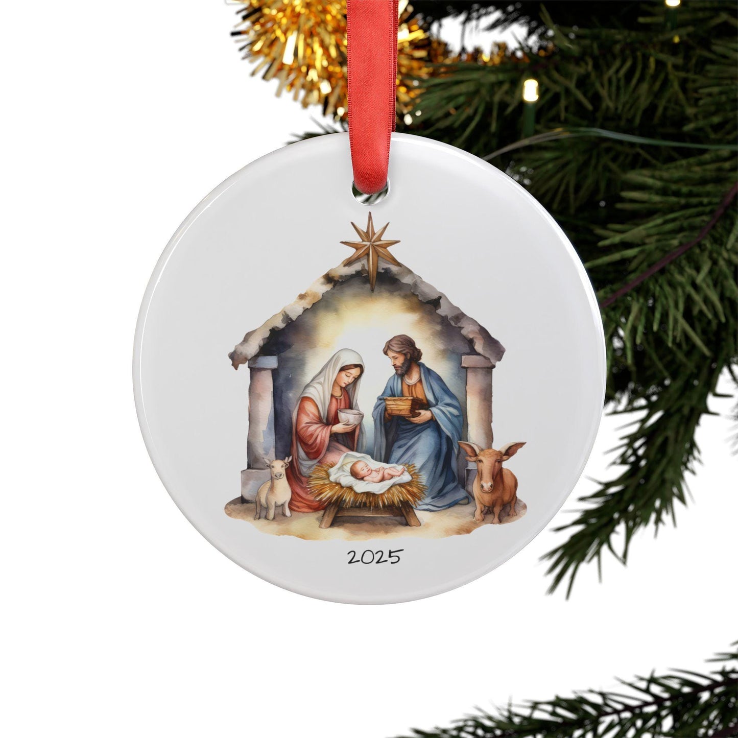 Nativity Scene Ornament, Christmas Tree Decor, Keepsake Ornament, Christmas Ornament, Ceramic Ornament, Holiday Gift, Stocking Stuffer Idea