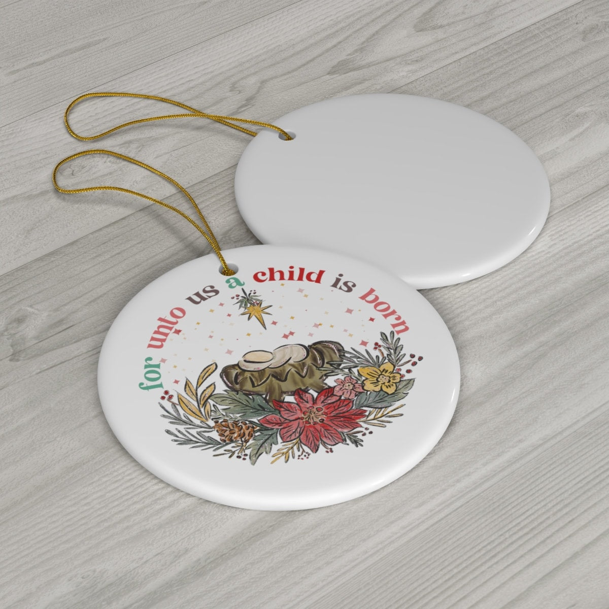 Manger Christmas Scene Ceramic Ornament