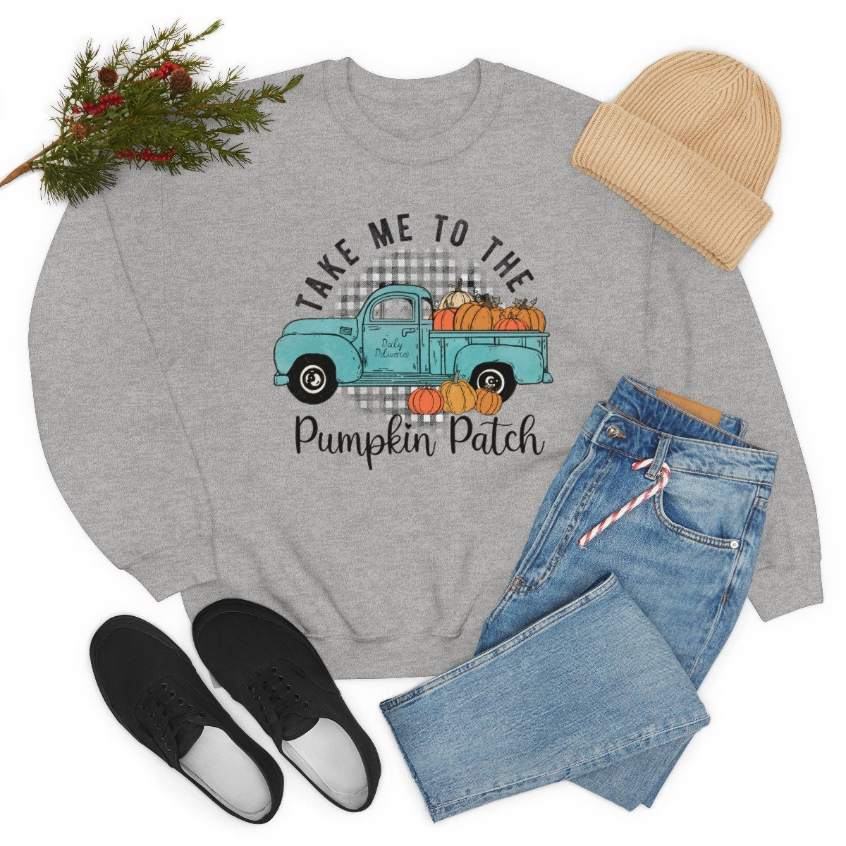 Take me to the pumpkin patch truck Unisex Heavy Blend Crewneck Sweatshirt