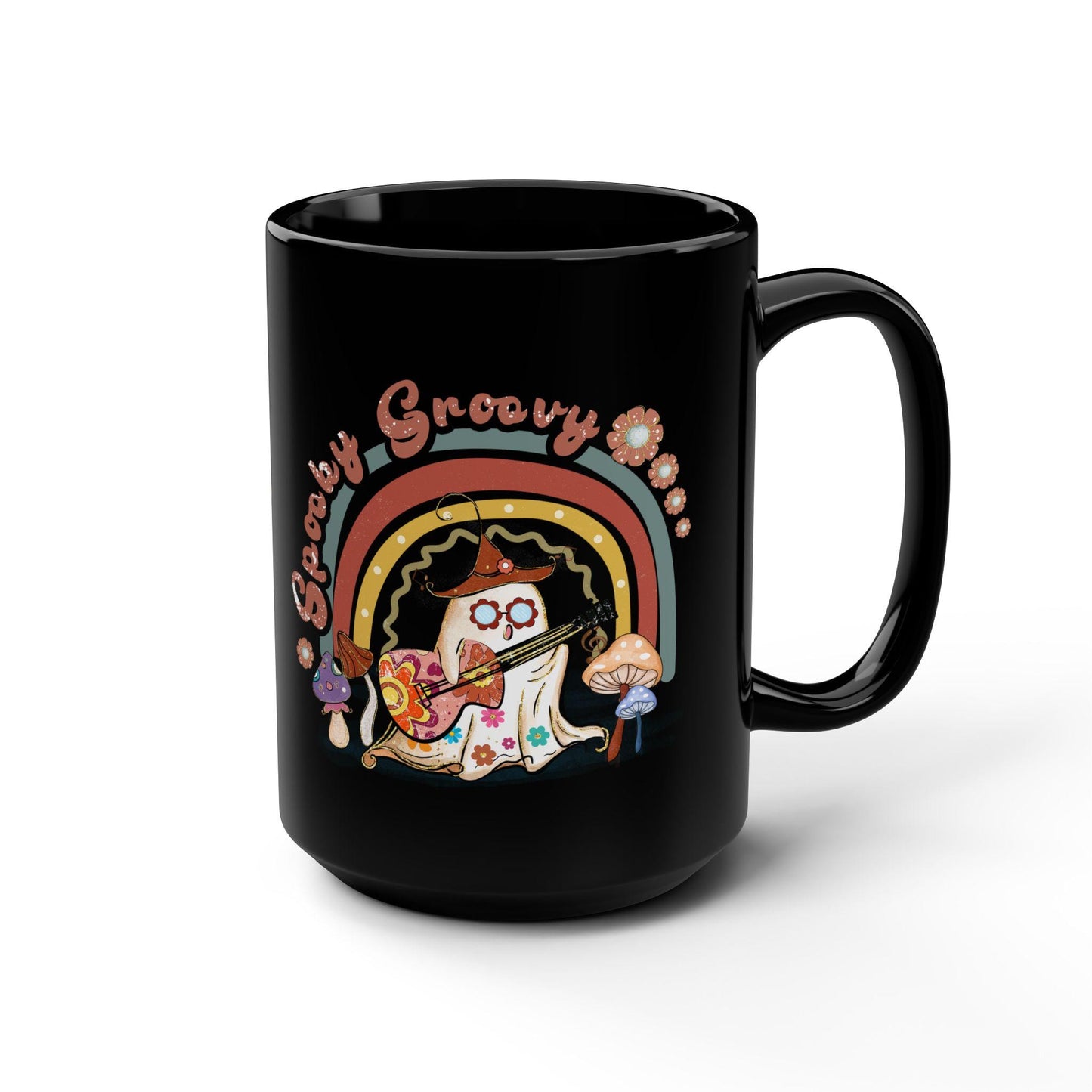 Cute, Houmous, Spooky Ghost, Black Mug, 15oz