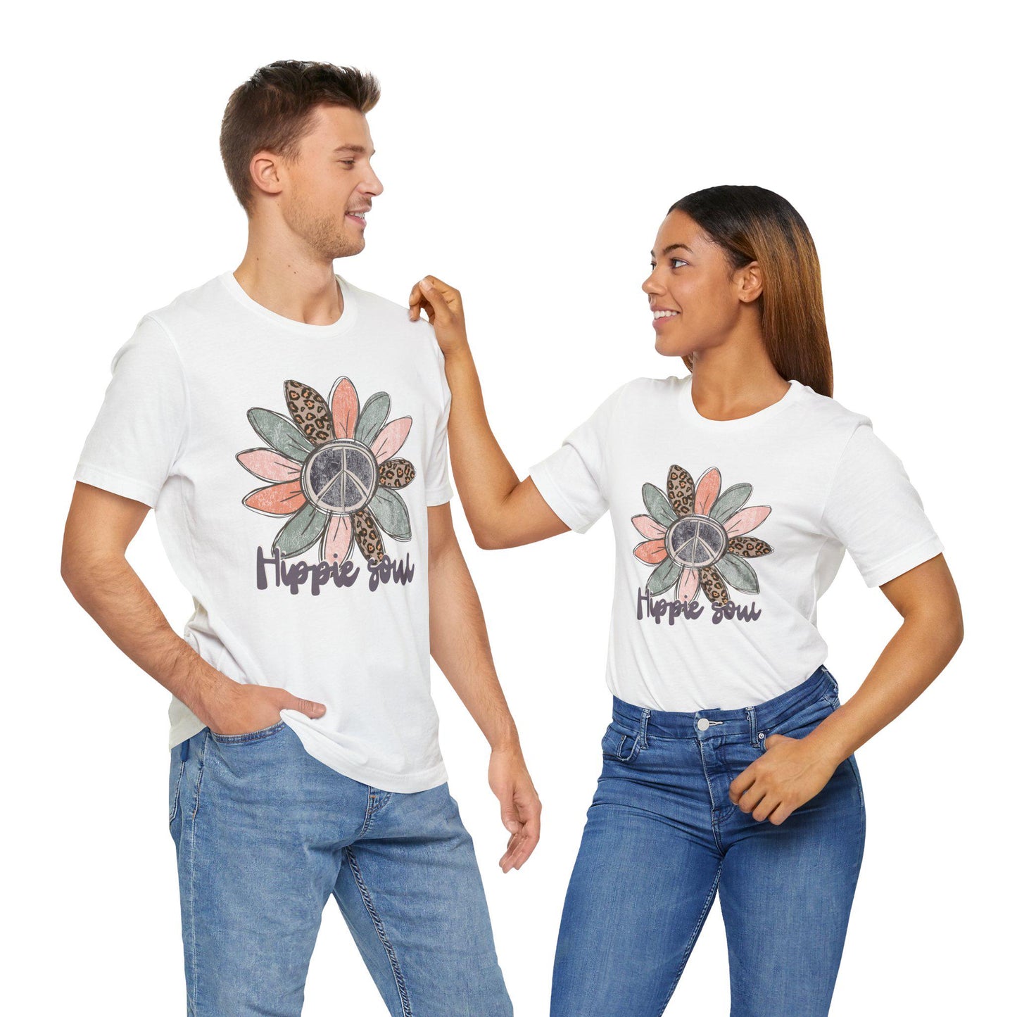 Peace sign, Flower, hippie, Unisex Jersey Short Sleeve Tee