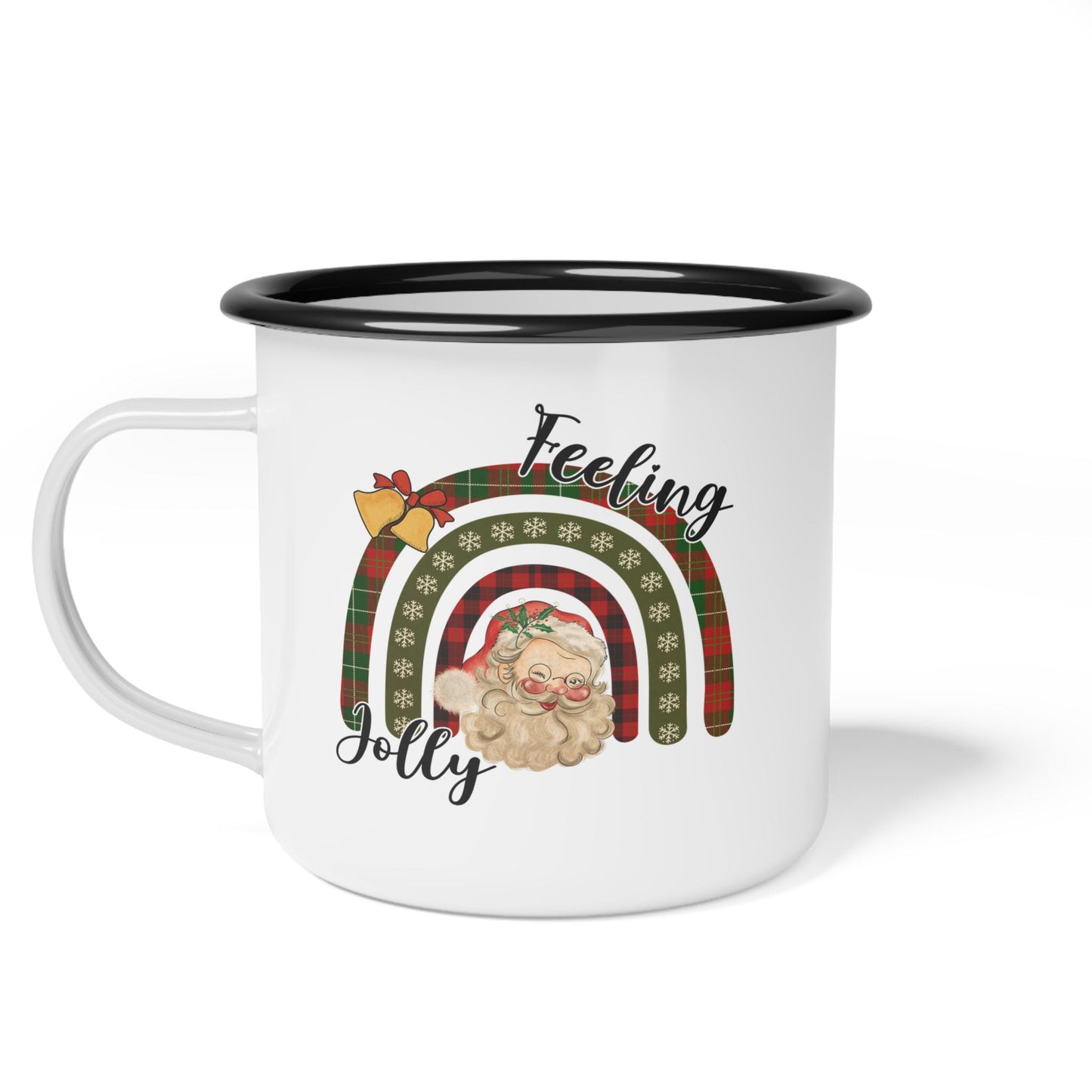 Retro, Santa, Feeling Jolly, Festive Enamel Camp Cup