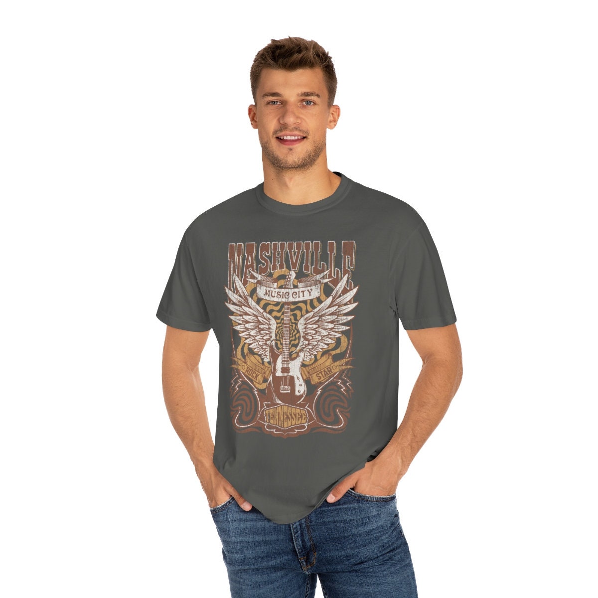 Retro Nashville Rock Unisex Garment-Dyed T-shirt