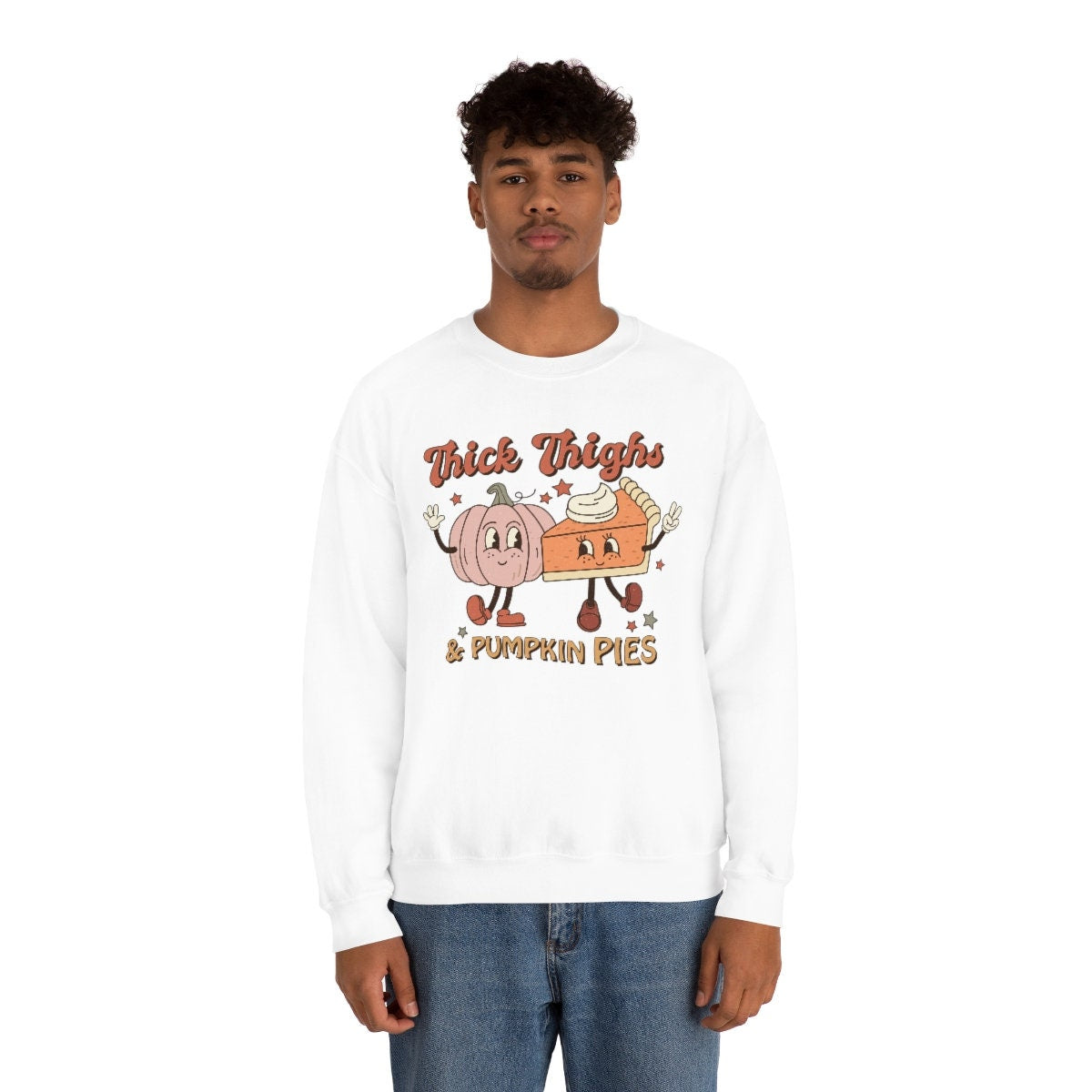 Funny Thick Thighs and Pumpkin pies Unisex Heavy Blend Crewneck Sweatshirt