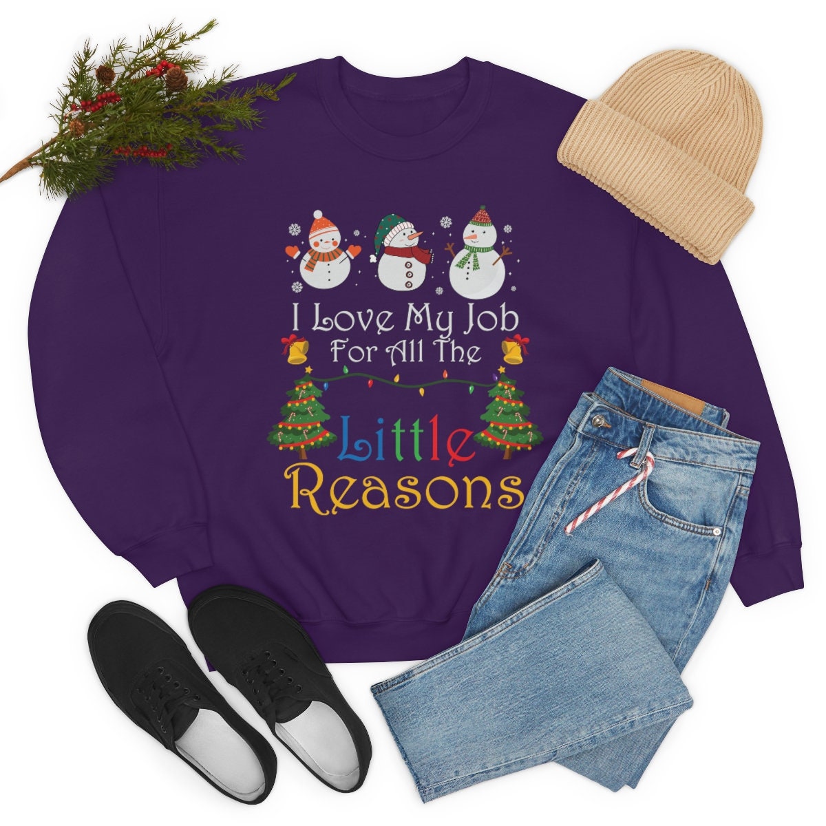 Christmas, I love my job, Daycare, preschool, teacher Unisex Heavy Blend Crewneck Sweatshirt