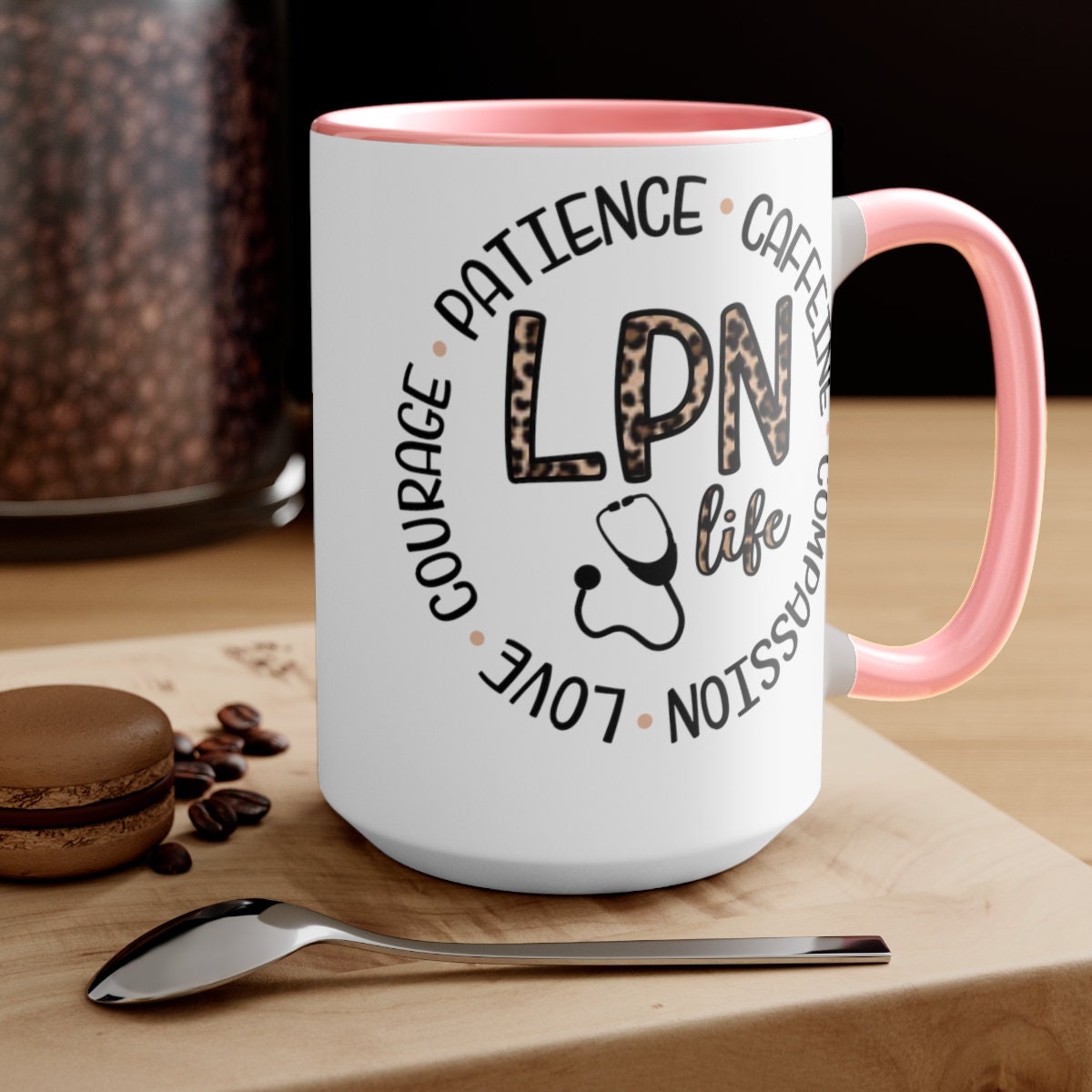 Animal print LPN Nurses Two-Tone Coffee Mugs, 15oz