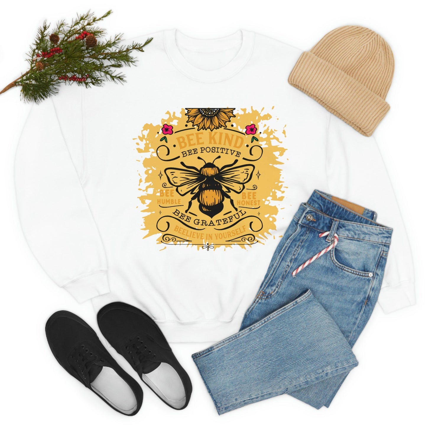 Be Kind, Bumble Bee, Inspirational, Unisex Heavy Blend Crewneck Sweatshirt
