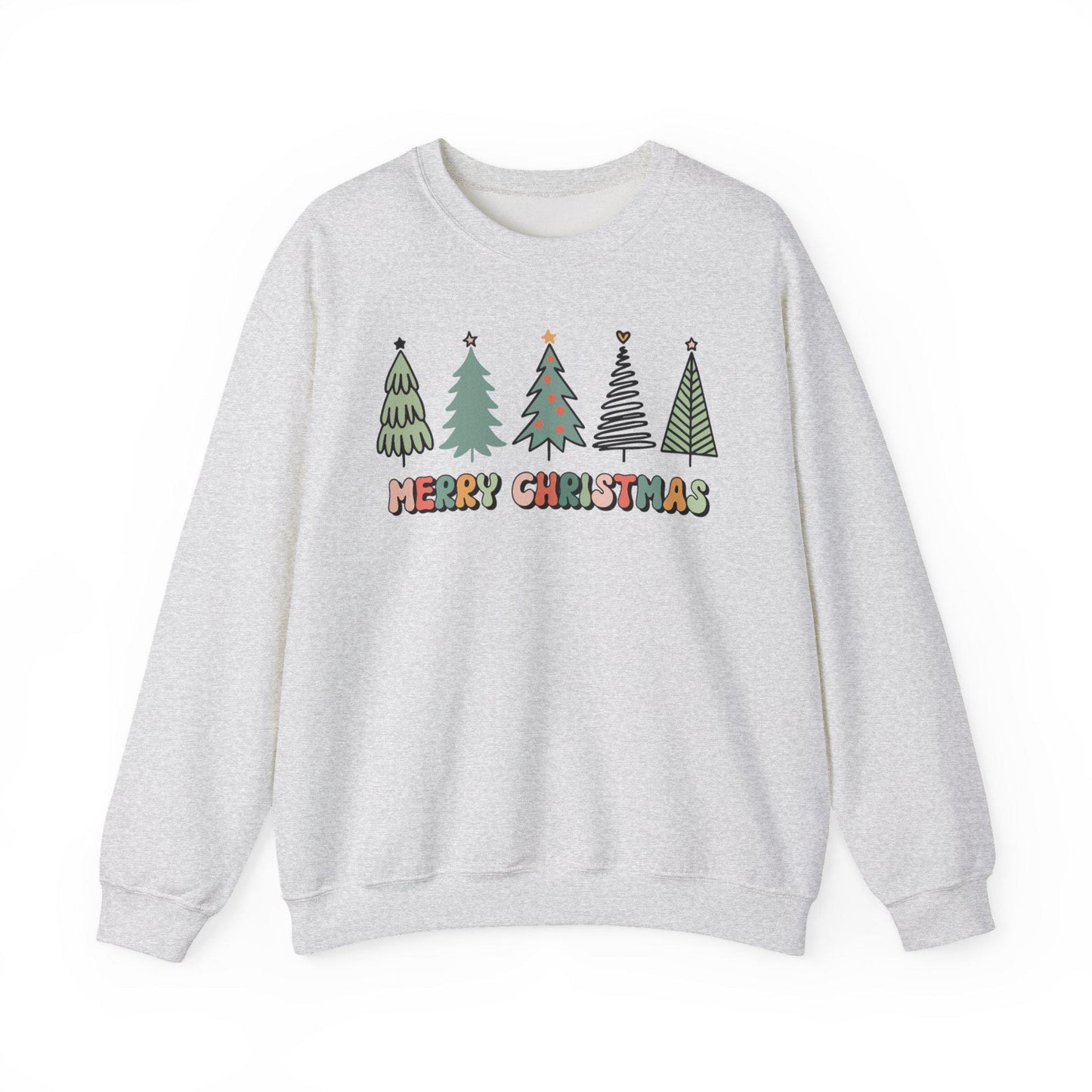 Retro Christmas Tree Sweatshirt, Farmhouse Holiday Crewneck