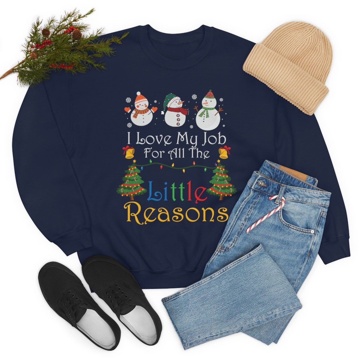 Christmas, I love my job, Daycare, preschool, teacher Unisex Heavy Blend Crewneck Sweatshirt
