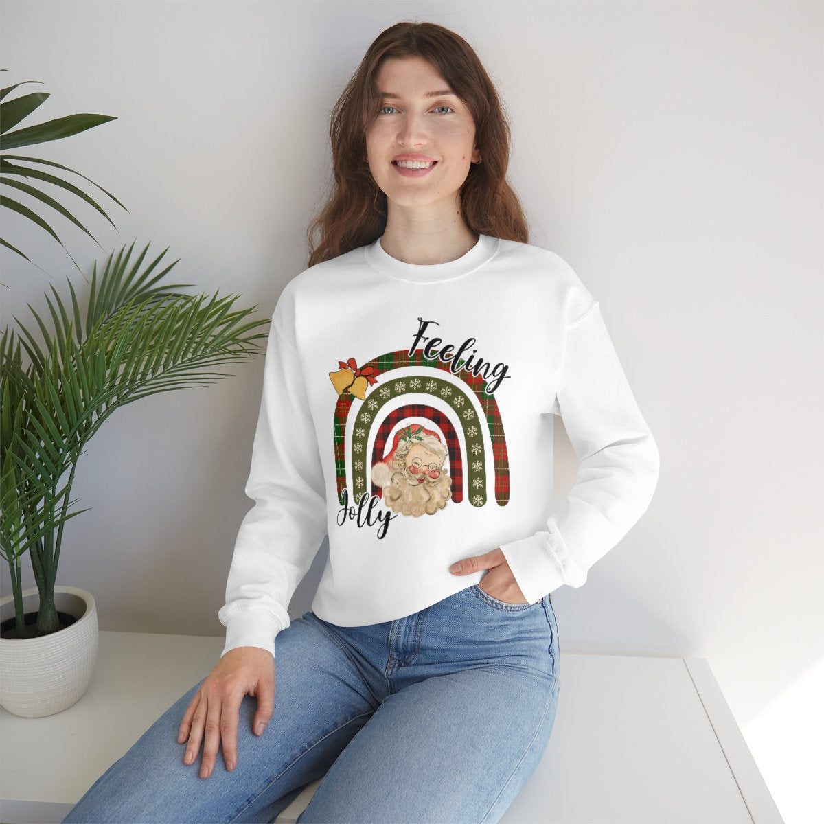 Retro, Santa, Feeling Jolly, Festive Unisex Heavy Blend Crewneck Sweatshirt