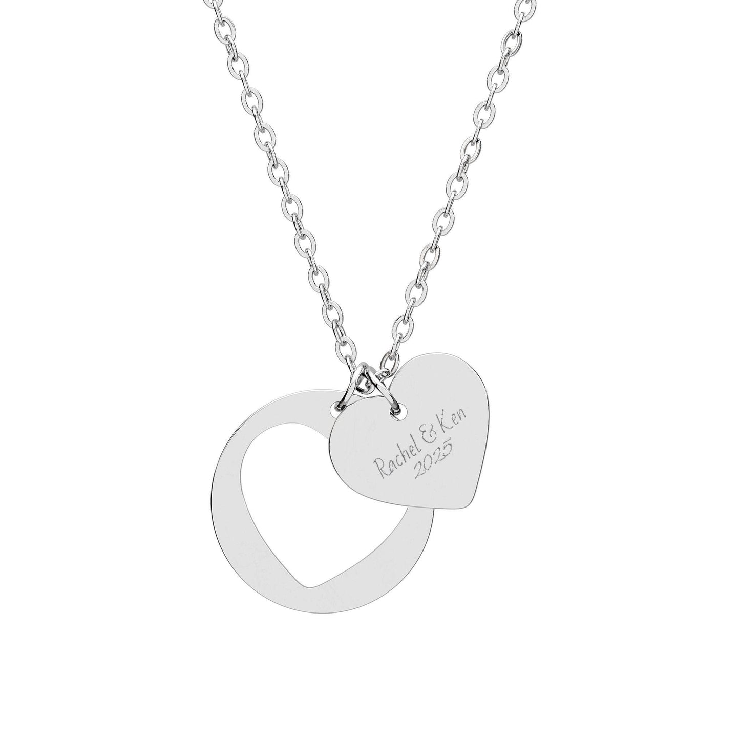 Engraved Heart Pendant Necklace | Stainless Steel Cutout Charm
