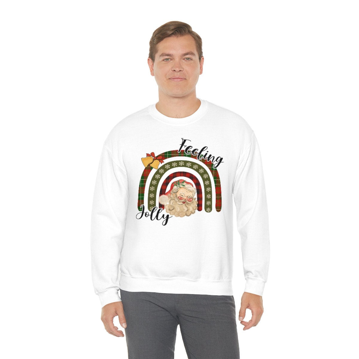 Retro, Santa, Feeling Jolly, Festive Unisex Heavy Blend Crewneck Sweatshirt