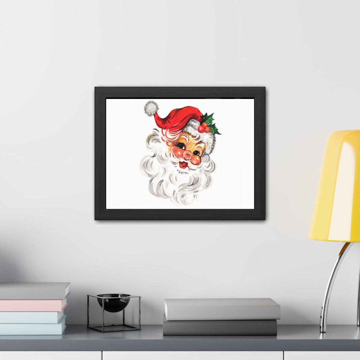 Retro Santa, Wall Art, Christmas Decor, Framed Posters