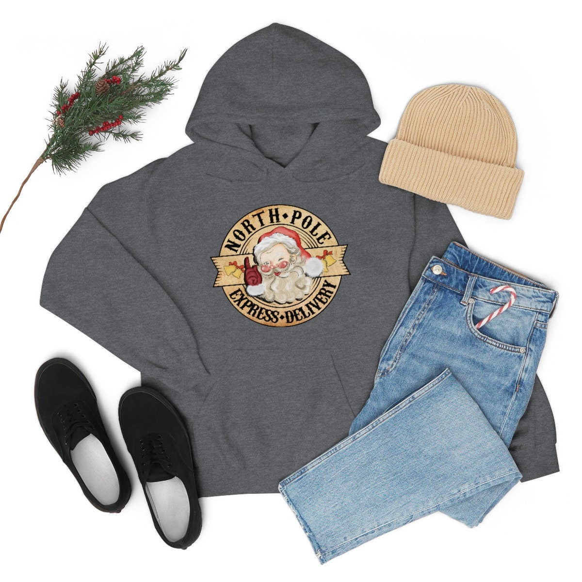 Retro, Old World Santa Unisex Heavy Blend Hooded Sweatshirt