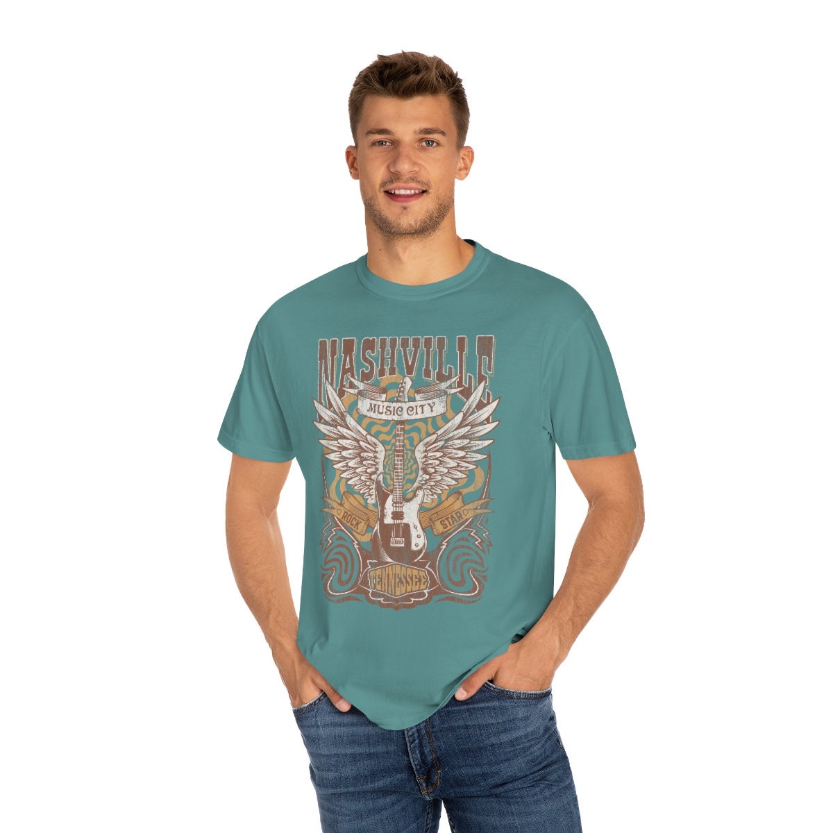 Retro Nashville Rock Unisex Garment-Dyed T-shirt