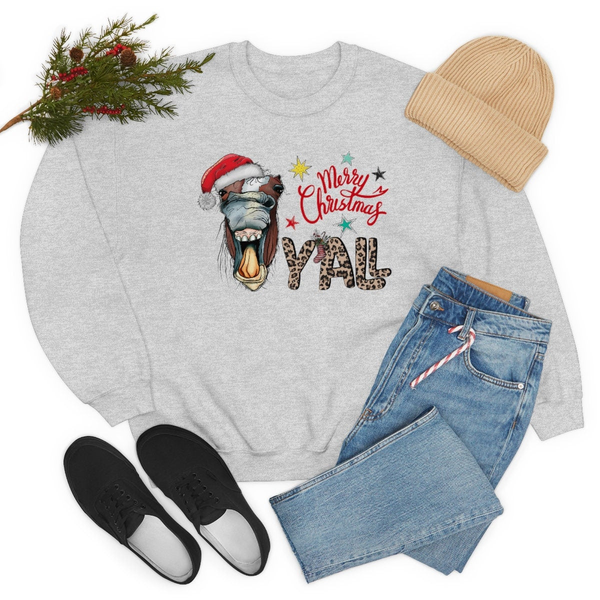 Christmas Western Funny donkey Unisex Heavy Blend Crewneck Sweatshirt