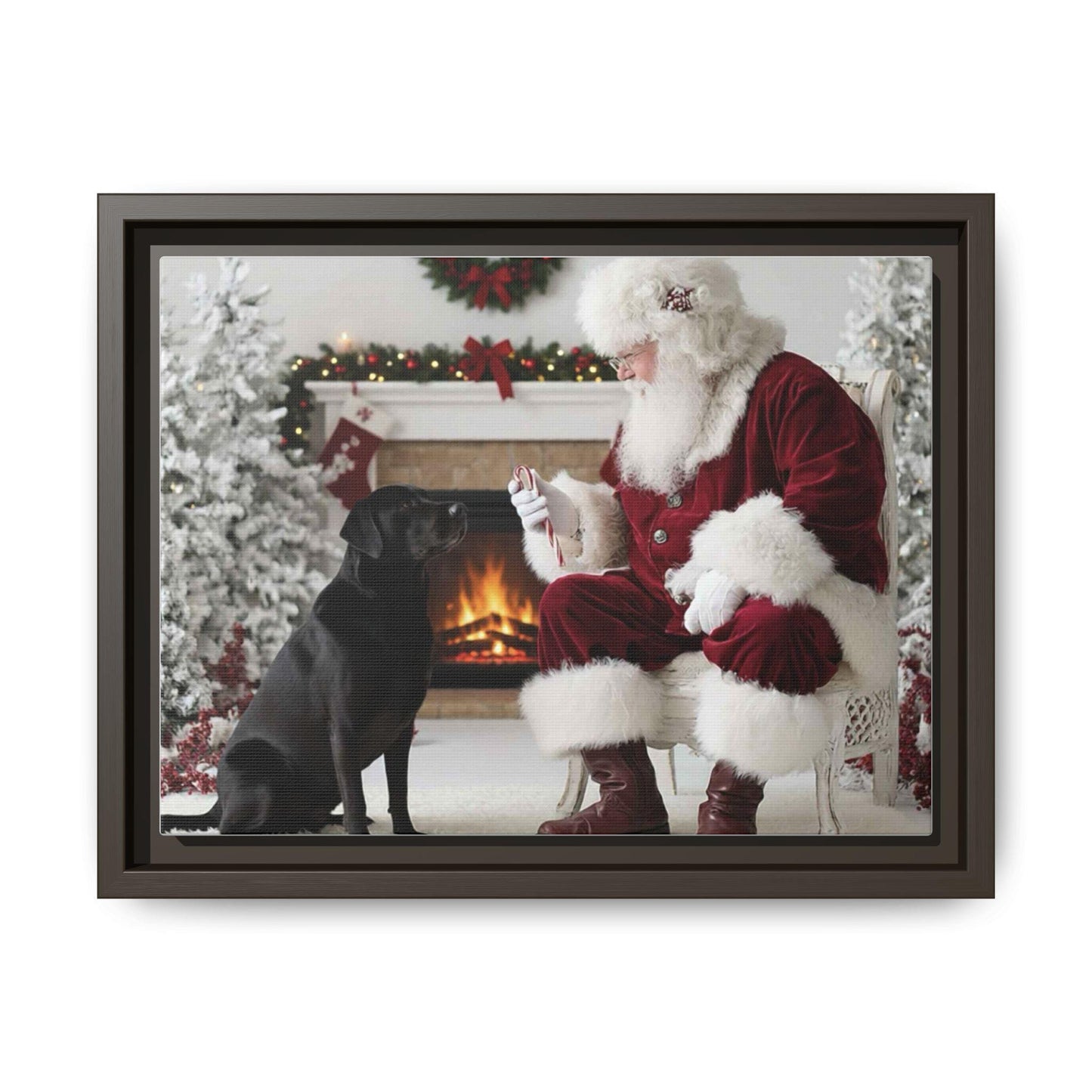 Santa with your dog breed, Matte Canvas, Framed | Christmas Holiday Wall Art