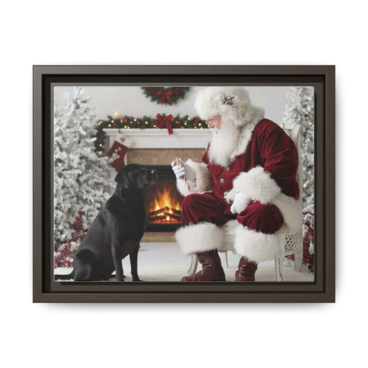 Santa with your dog breed, Matte Canvas, Framed | Christmas Holiday Wall Art
