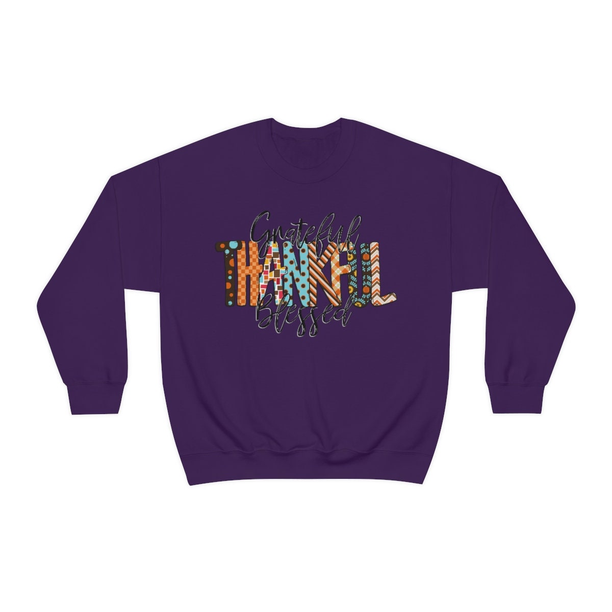 Grateful thankful and Blessed Thanksgiving Unisex Heavy Blend Crewneck Sweatshirt