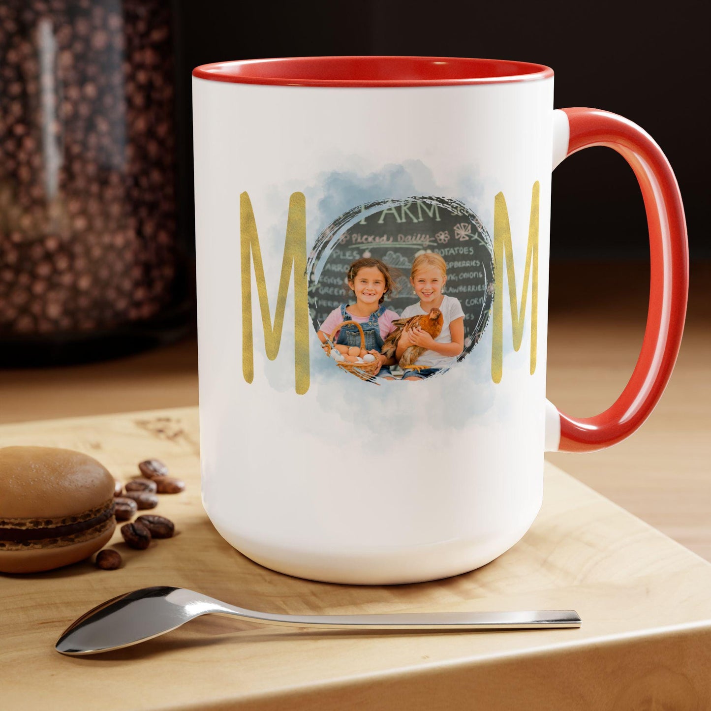 Personalized Mom mug, Birthday gift, Christmas gift, Two-Tone Coffee Mugs, 15oz