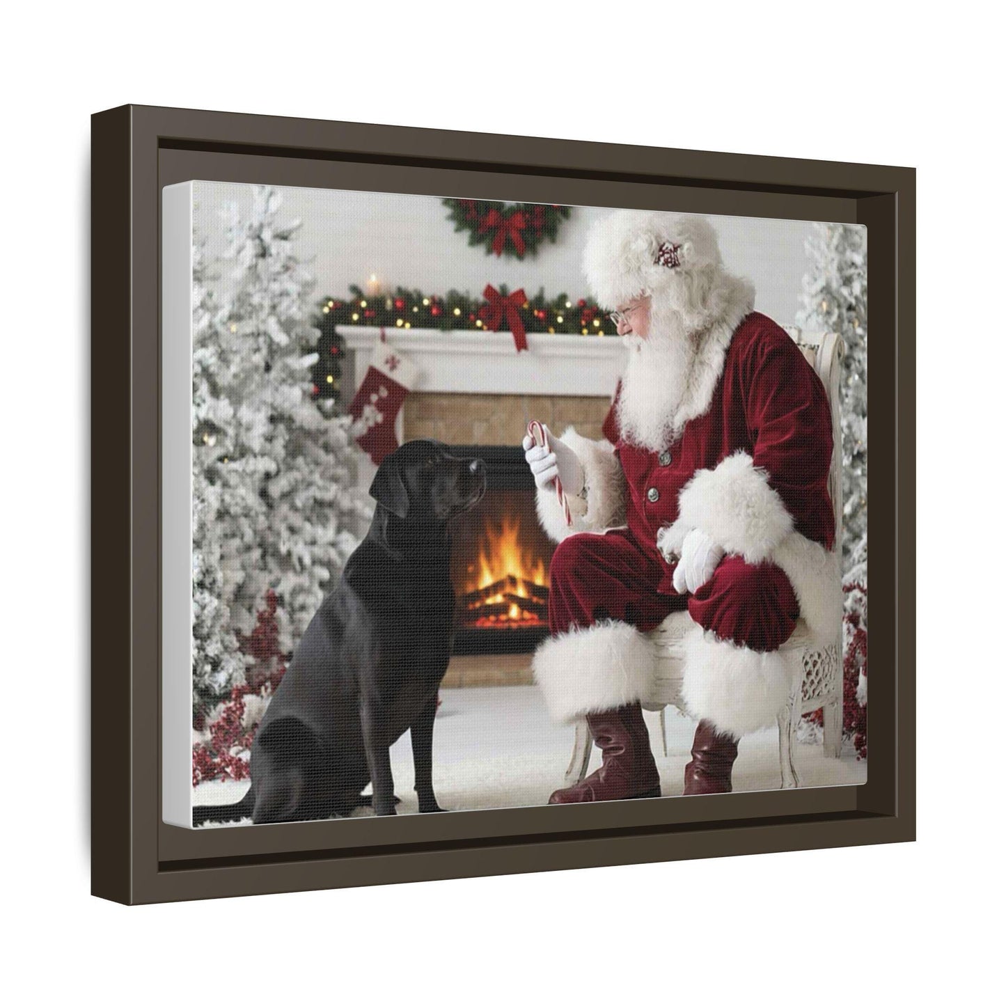 Santa with your dog breed, Matte Canvas, Framed | Christmas Holiday Wall Art