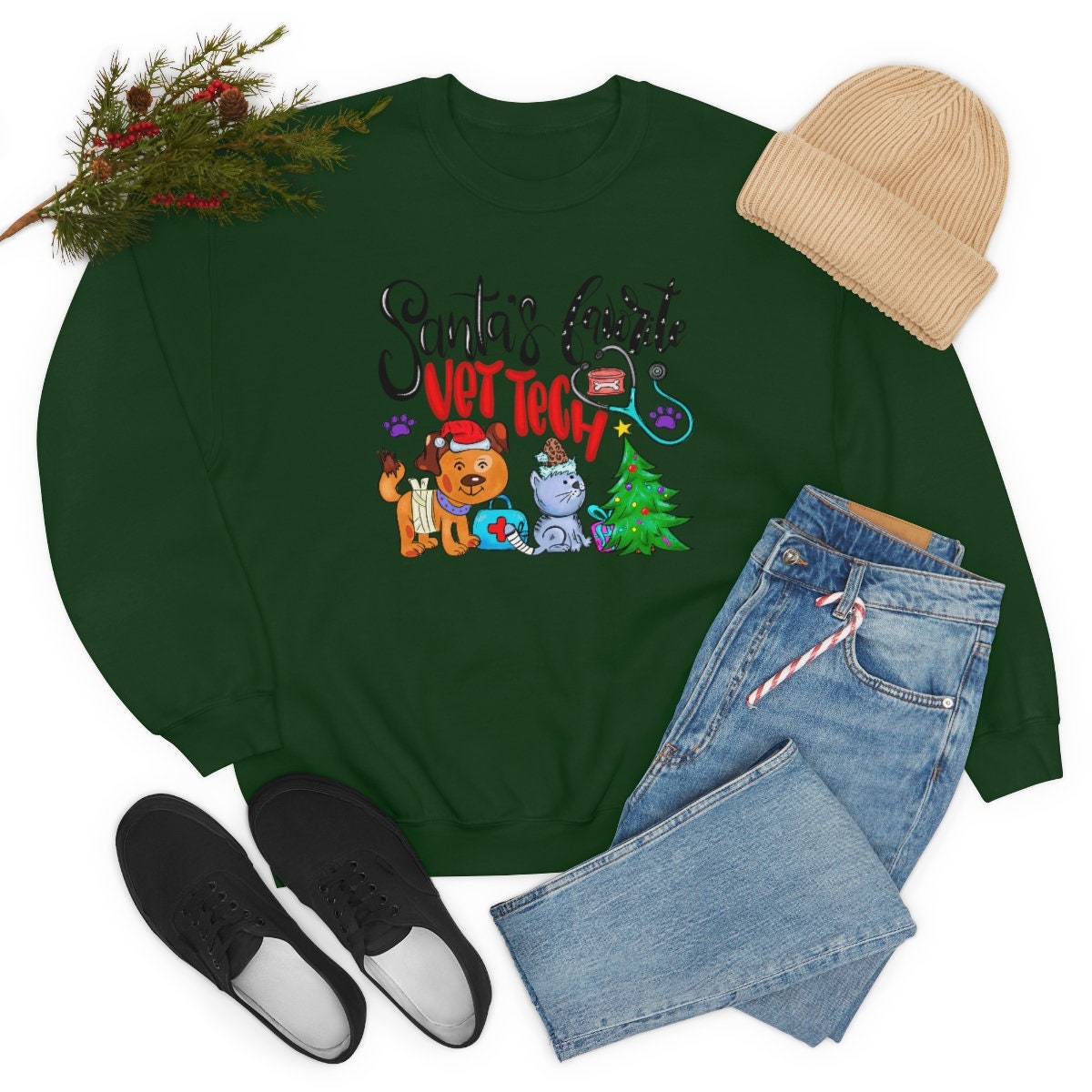 Santa's favorite Vet Tech Unisex Heavy Blend Crewneck Sweatshirt