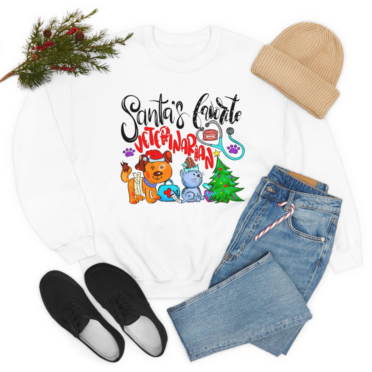 Santa's favorite Veterinarian Unisex Heavy Blend Crewneck Sweatshirt