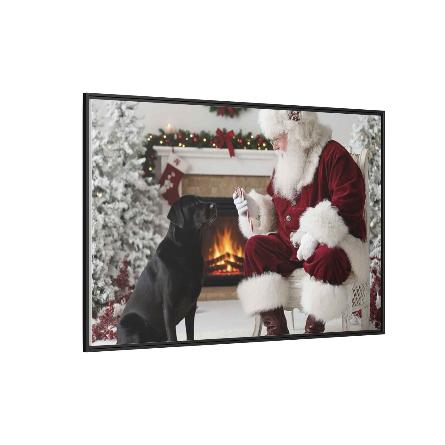 Santa with your dog breed, Matte Canvas, Framed | Christmas Holiday Wall Art