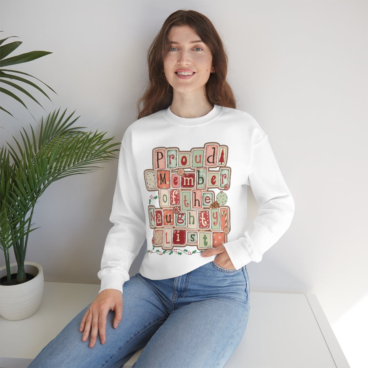 Proud member of the naughty list funny Unisex Heavy Blend Crewneck Sweatshirt