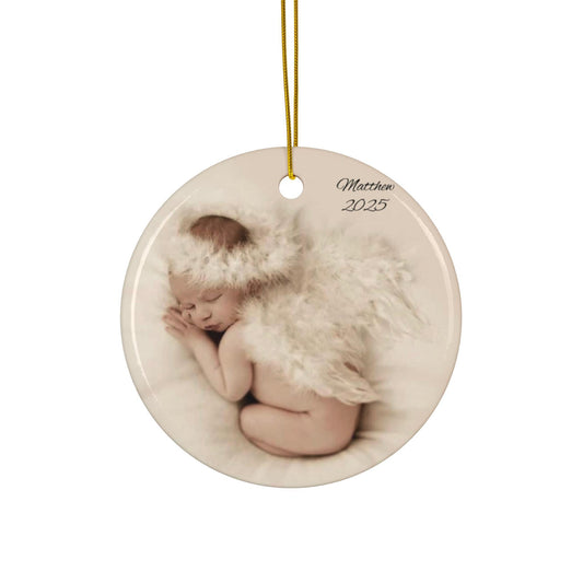 Personalized Ornament, Custom Ornament, Photo Ornament, Gift for new mom, gift for grandparent, Ceramic Ornament, 2 Shapes
