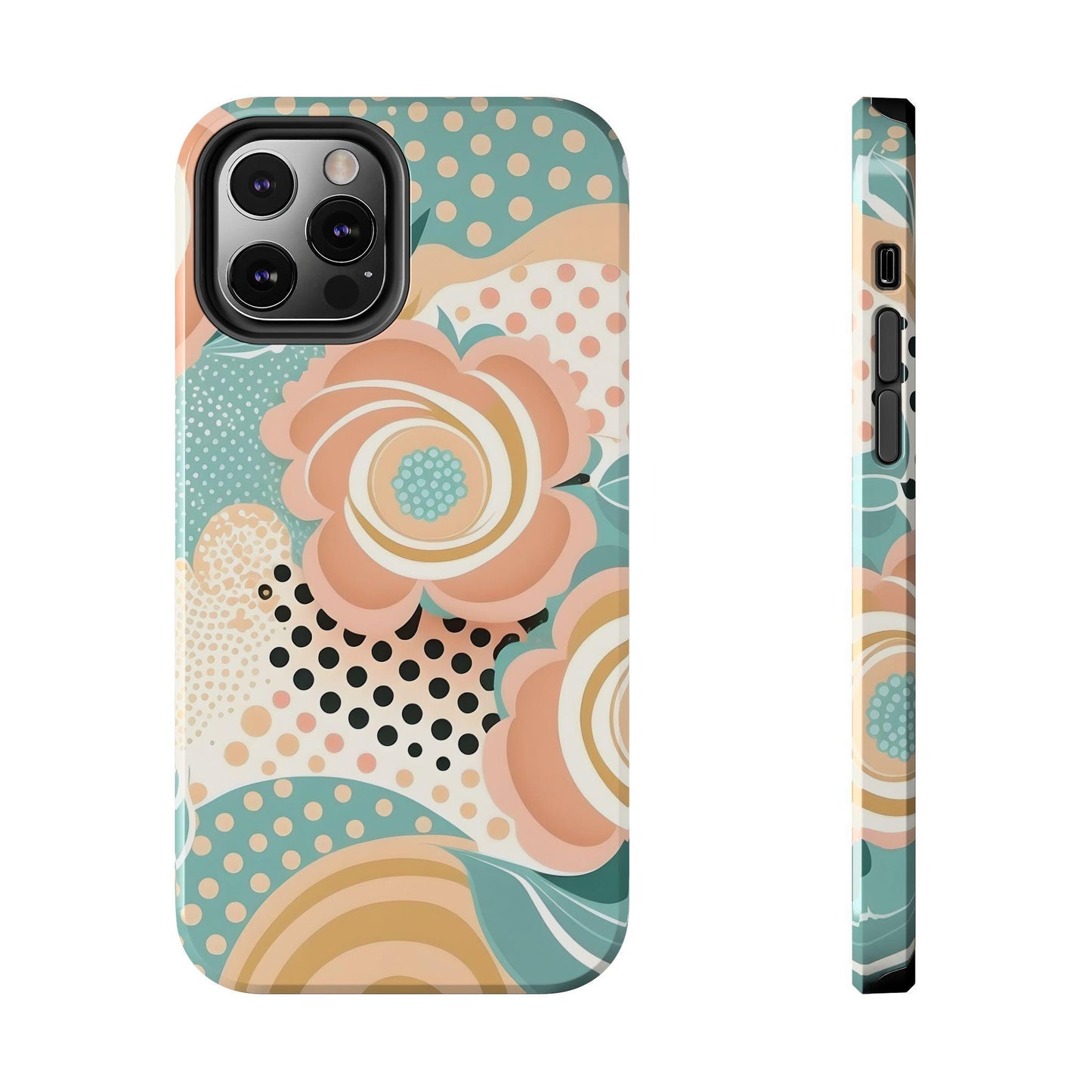 durable phone case, Retro, Circles and Flowers Tough Phone Cases