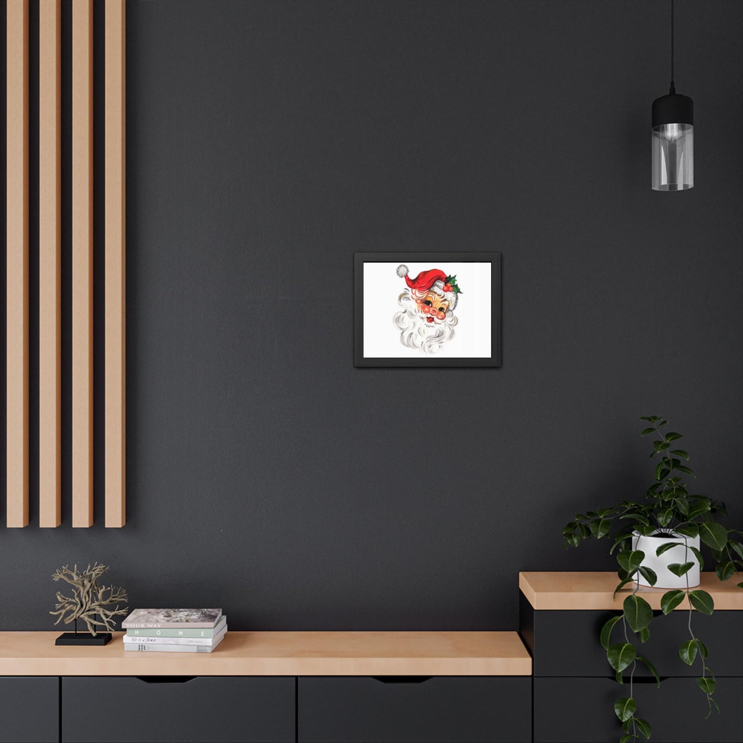 Retro Santa, Wall Art, Christmas Decor, Framed Posters