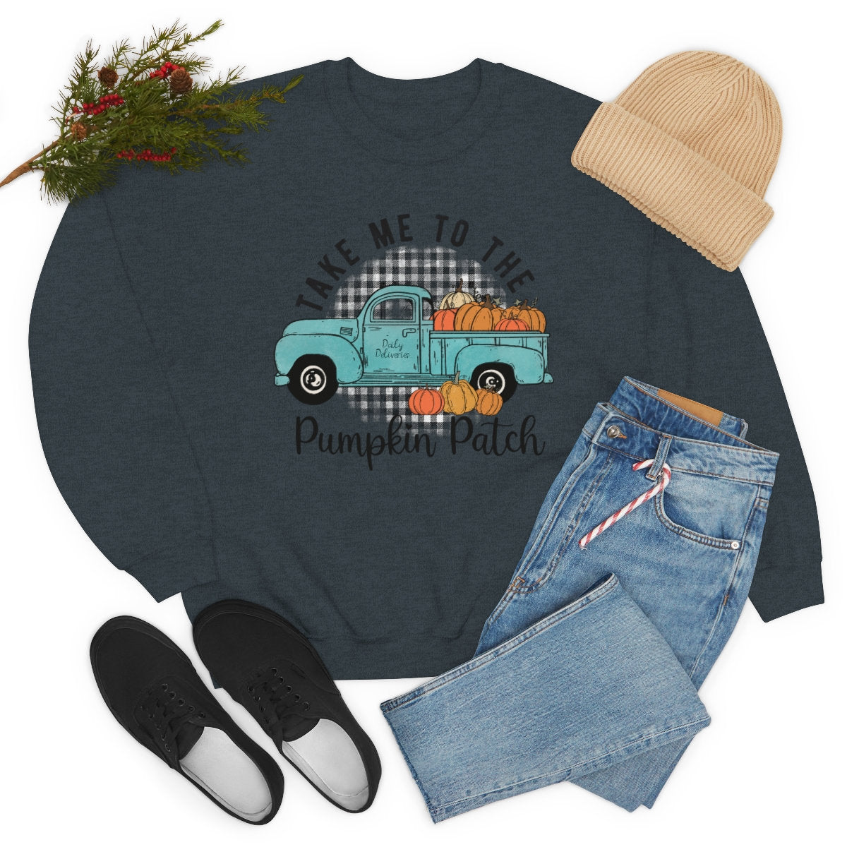 Take me to the pumpkin patch truck Unisex Heavy Blend Crewneck Sweatshirt